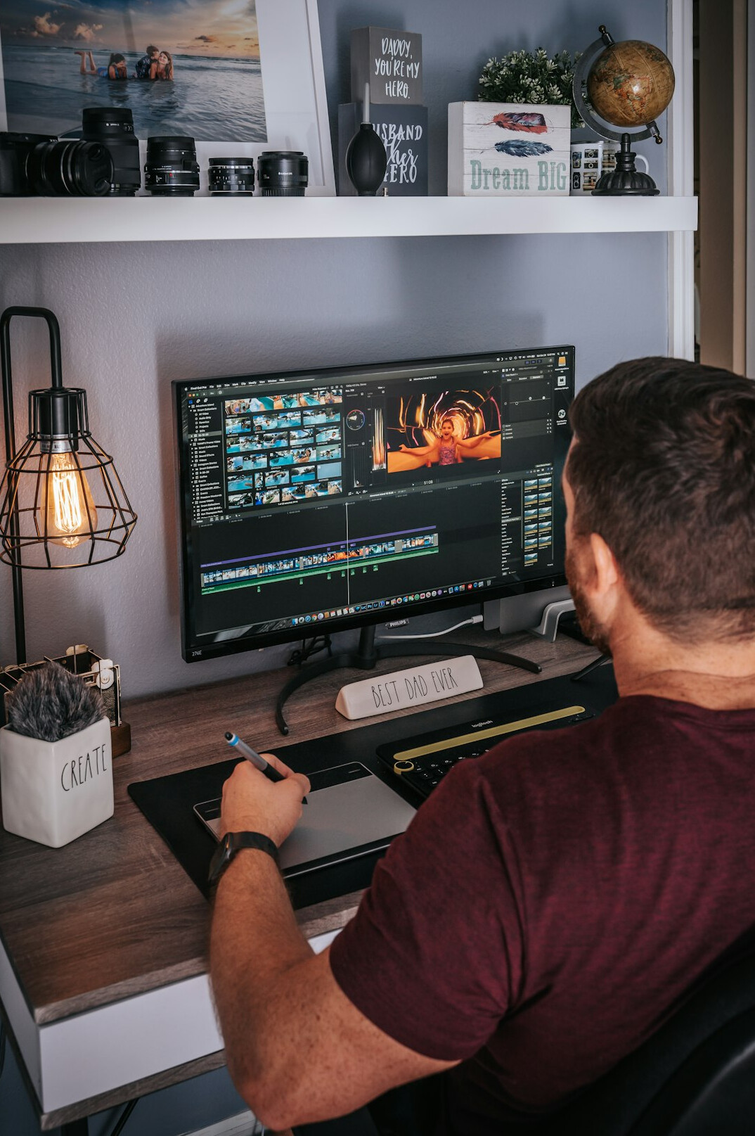 video editor at computer